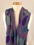 purple blue pattern shawl