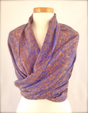 orange blue pattern shawl pashmina