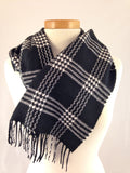 black white pattern plaid scarf