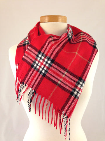 red black plaid burberry scarf