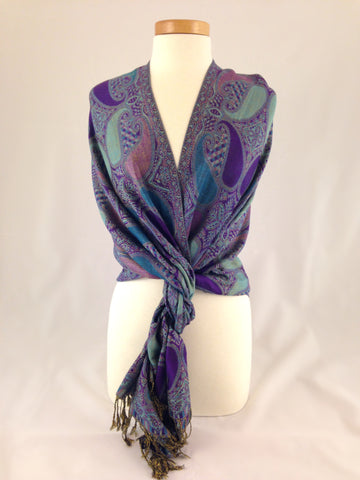 purple blue pattern pashmina