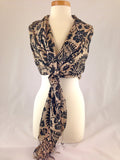 black beige floral pattern scarf