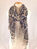 black beige pattern scarf