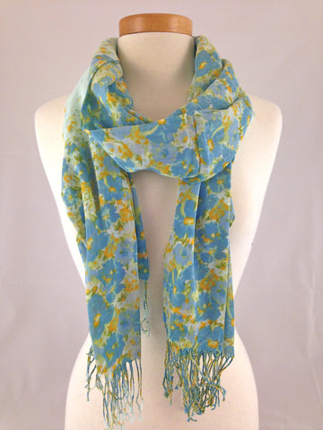 blue yellow floral scarf