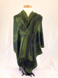 army green olive floral pashmina