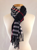 black red gray tartan plaid scarf