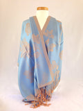 sky blue beige shawl pashmina