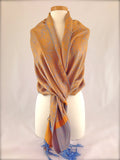 orange blue shawl pashmina