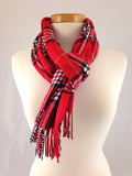red black plaid pattern scarf